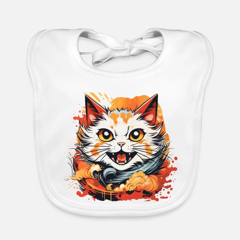 Cat Anime Style Organic Baby Bibs