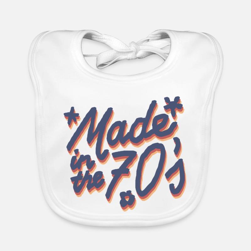 Fabriqué dans les années 70 – Style Retro Groove - Bavoir bio Bébé - blanc