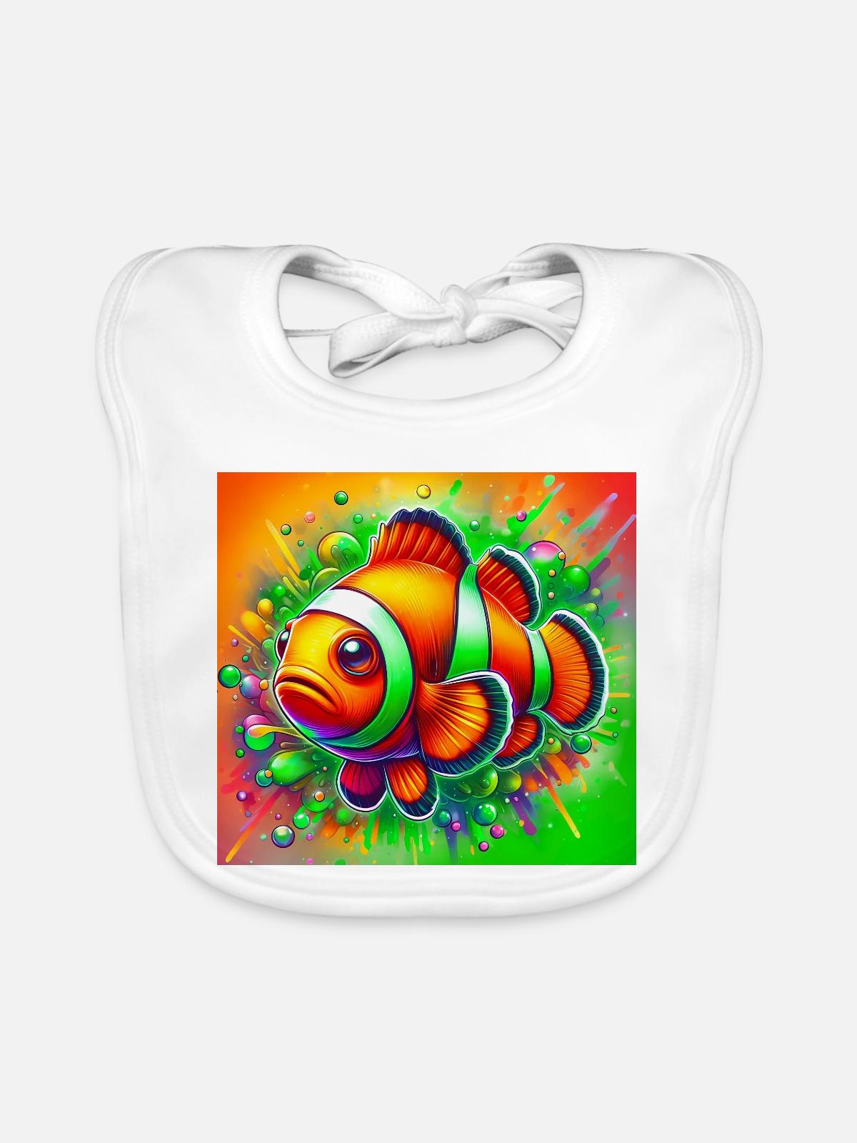 Clownfisch - Baby Bio-Lätzchen - Weiß - Vorne
