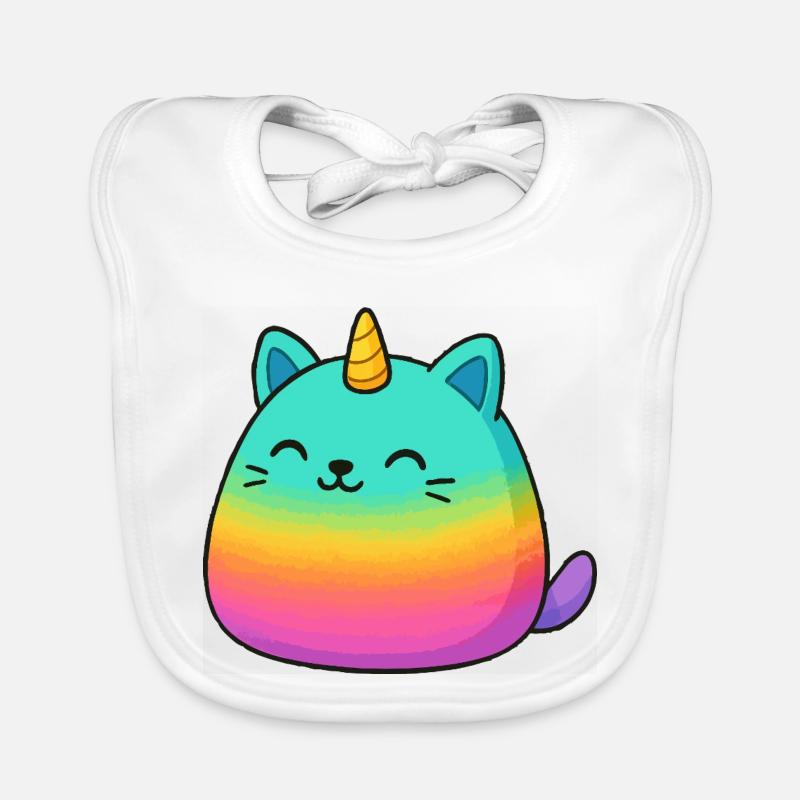 Rosa Regenbogen Einhorn Katze Baby Bio-Lätzchen