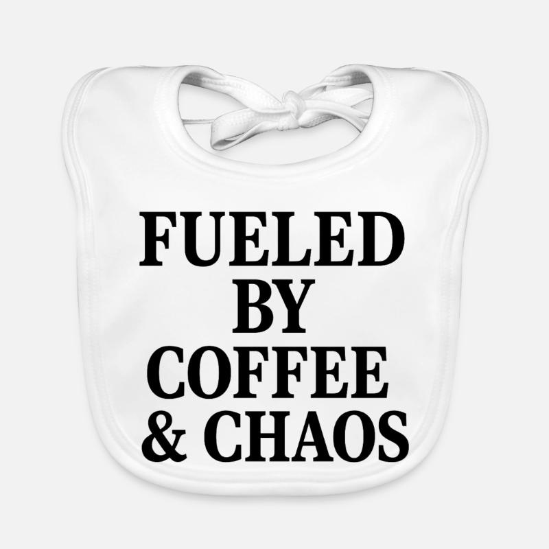 ALIMENTÉ PAR LE CAFÉ ET LE CHAOS - Bavoir bio Bébé - blanc