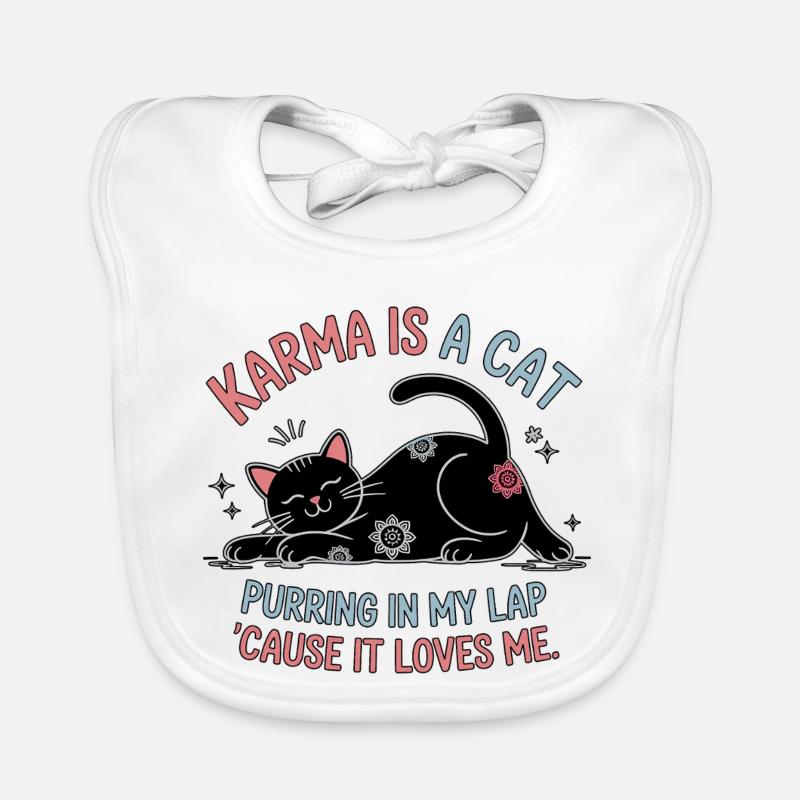 Karma est un chat – Peaceful Cat Design Bavoir bio Bébé