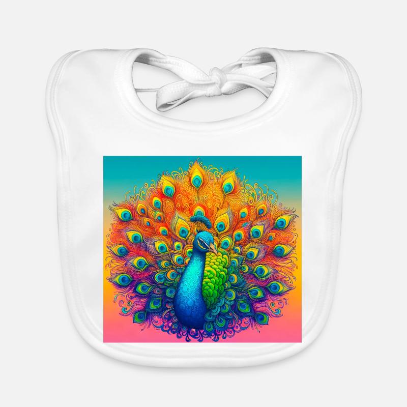 Pfau - Baby Bio-Lätzchen - Weiß