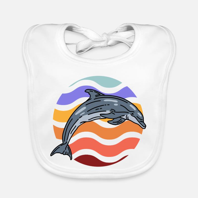 Dolphin in wave pattern Organic Baby Bibs