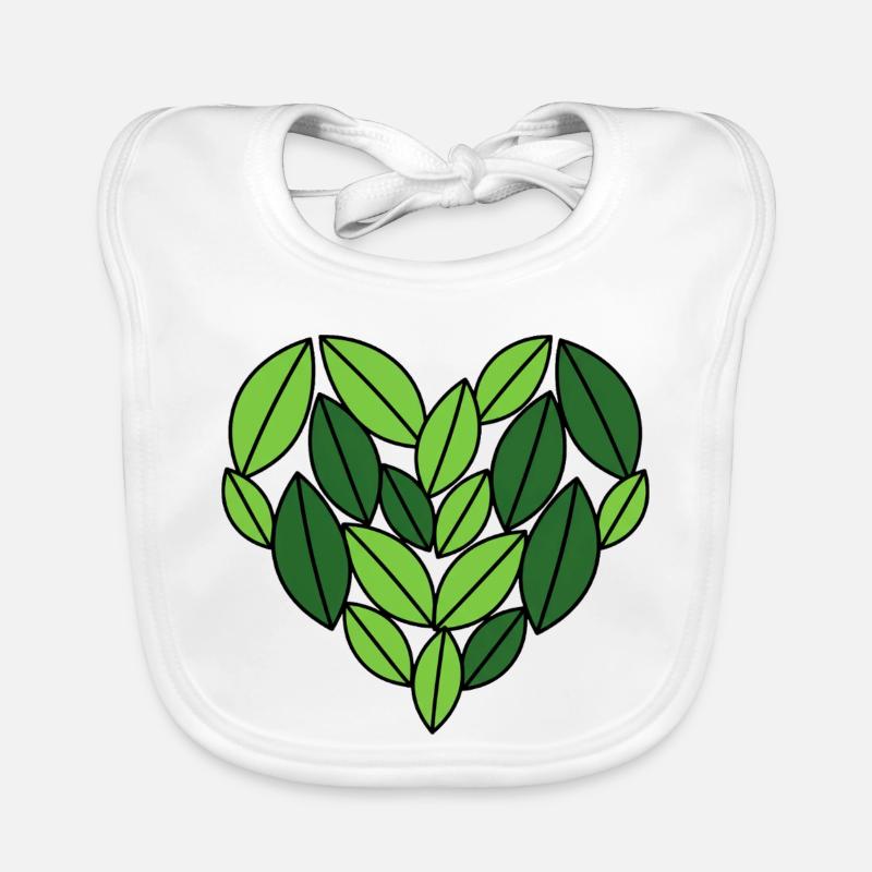 Leaf Heart Nature Design Organic Baby Bibs
