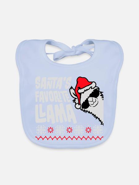 Santa's Favorite Llama Cool Side Sunglasses - Organic Baby Bibs - sky blue - Front