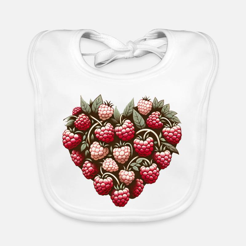 Raspberry Heart Pattern Organic Baby Bibs