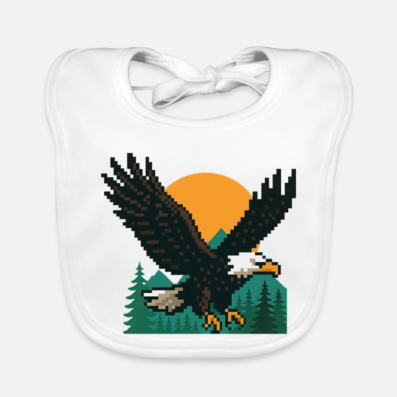 Eagle Pixel – Sonnenuntergang in den Bergen Baby Bio-Lätzchen
