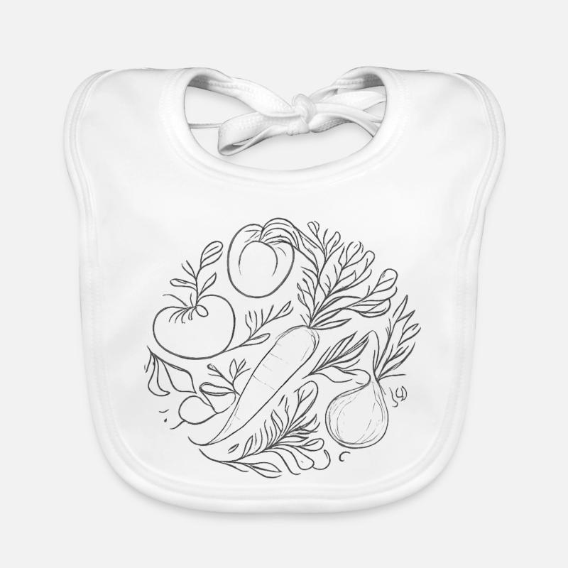 Botanical Vegetable Lineart Organic Baby Bibs