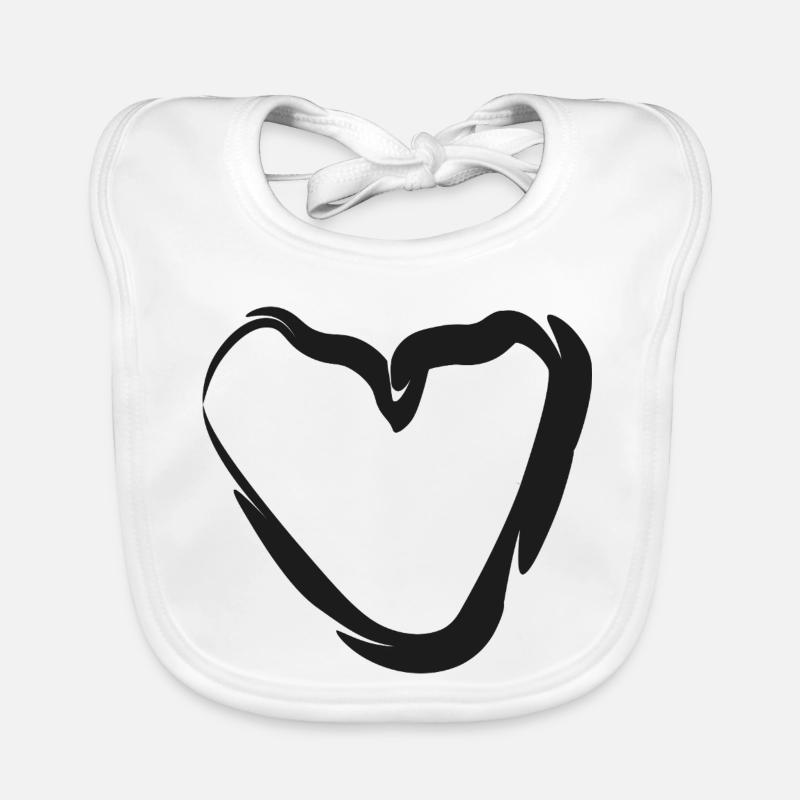 Hand-drawn heart motif Organic Baby Bibs