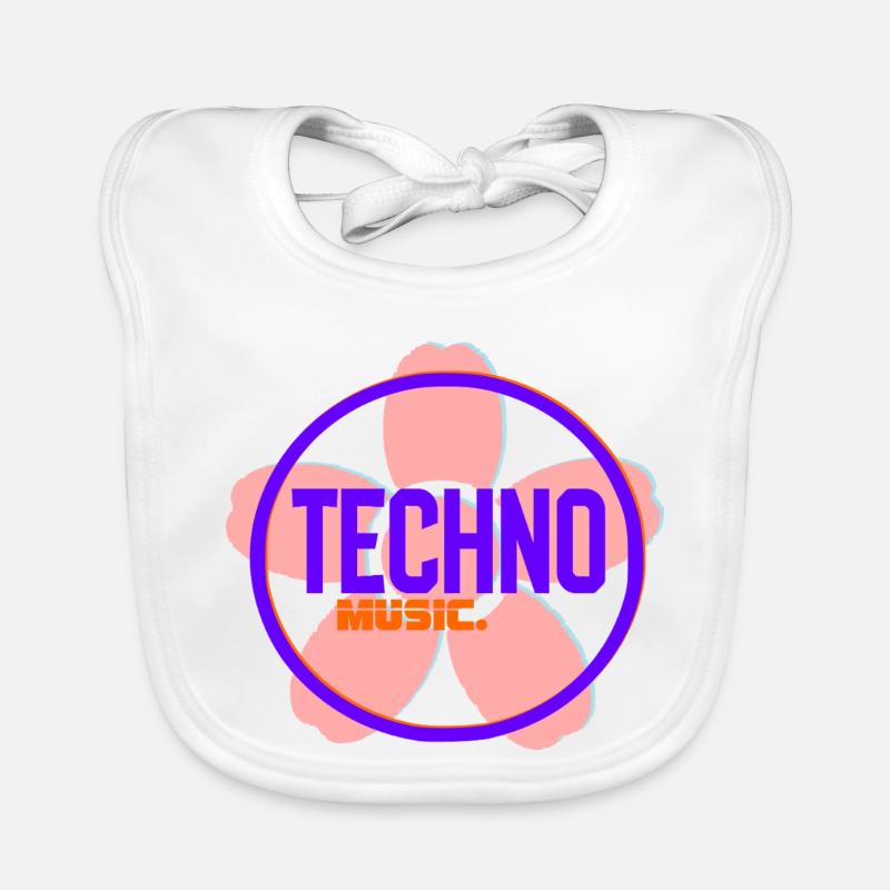 Techno Circle Neon Logo Organic Baby Bibs