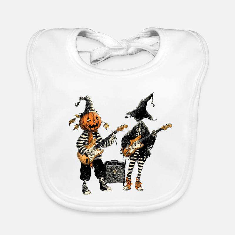 Illustration du groupe de rock Pumpkin & Skeleton Bavoir bio Bébé