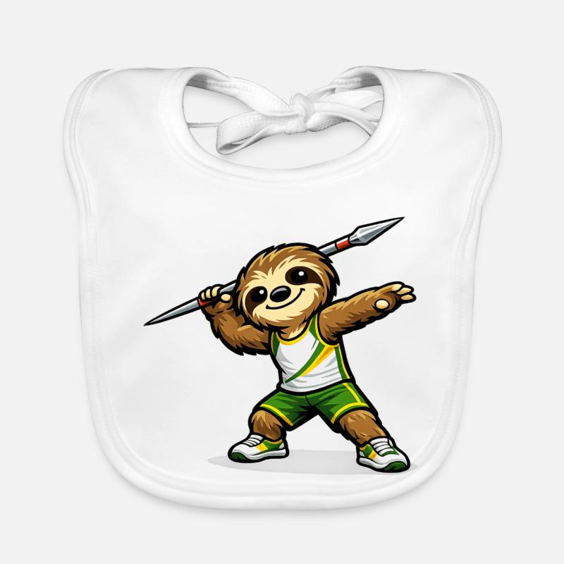 Speerwerfender Sloth Sportheld Baby Bio-Lätzchen