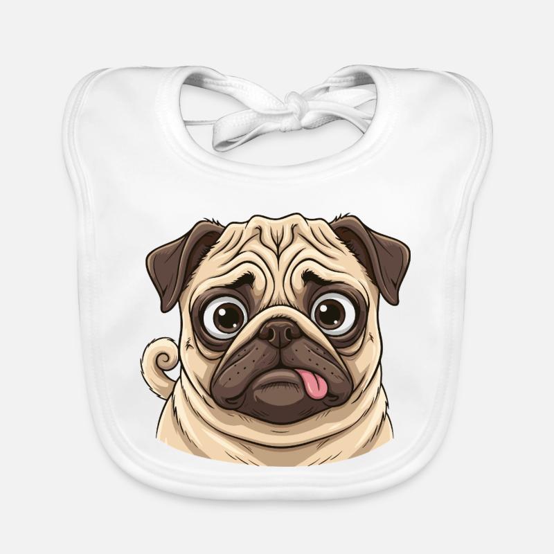 Carlin câlin Visage de dessin animé Bavoir bio Bébé