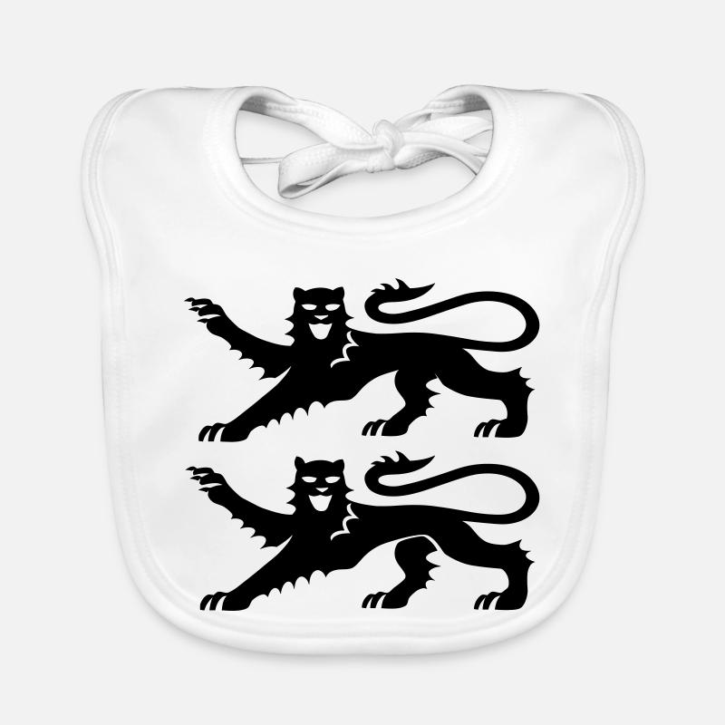 Blason Normandie 2 Léopards Noir - Bavoir bio Bébé - blanc