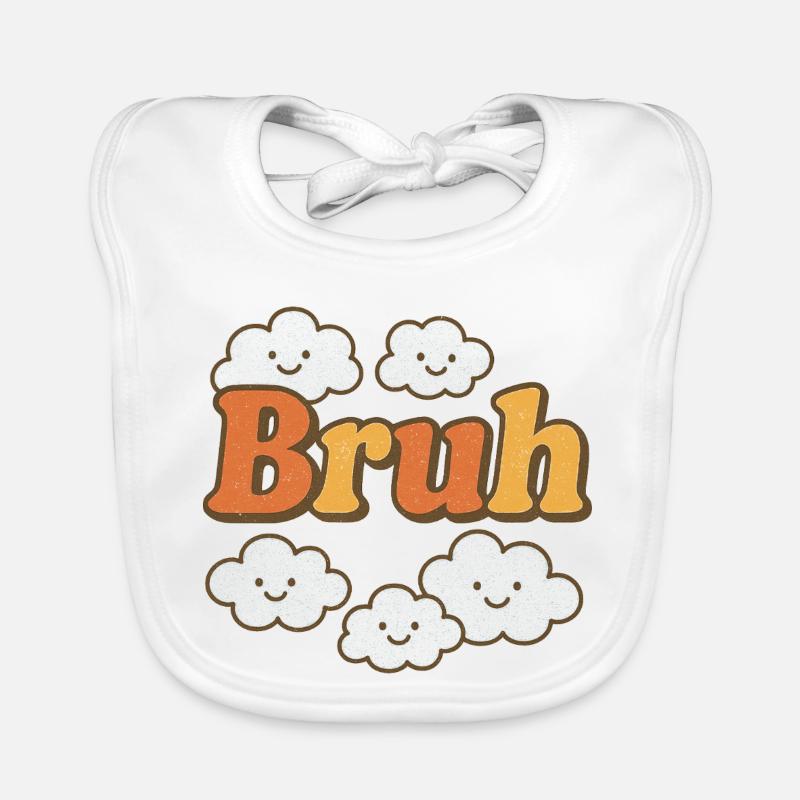 Bruh Clouds Glitter Typography Organic Baby Bibs