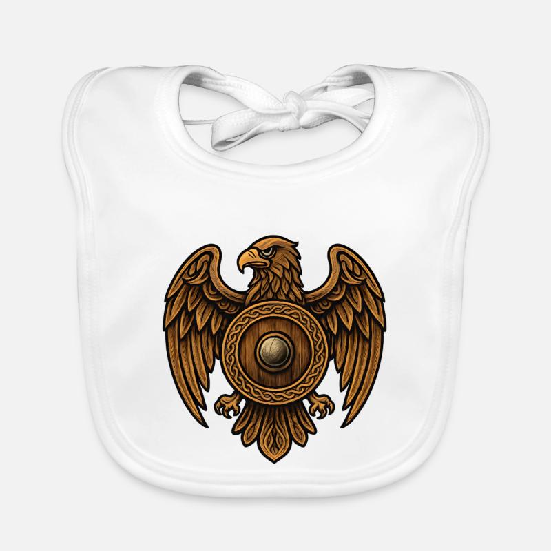 Golden Eagle Round Shield Organic Baby Bibs