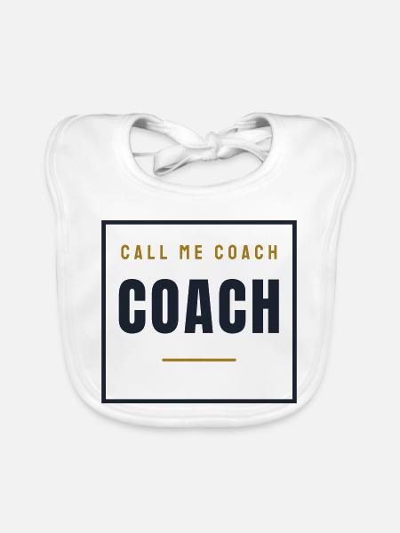 Coach Stempel Retro - Trainer Geschenk Sport - Baby Bio-Lätzchen - Weiß - Vorne