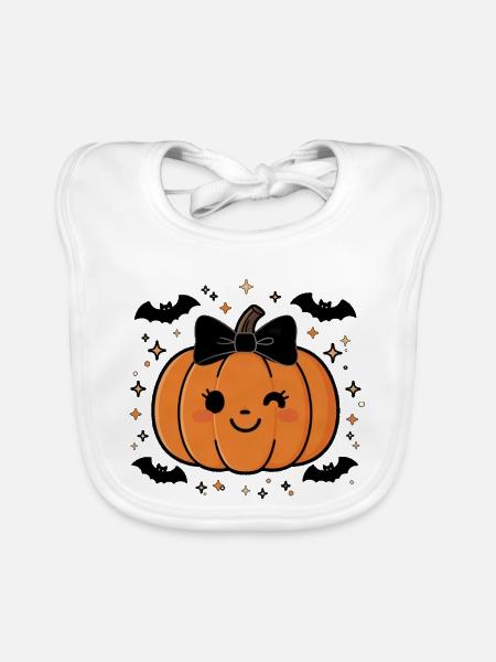 Cute Halloween Pumpkin Y2K Retro - Baby Bio-Lätzchen - Weiß - Vorne