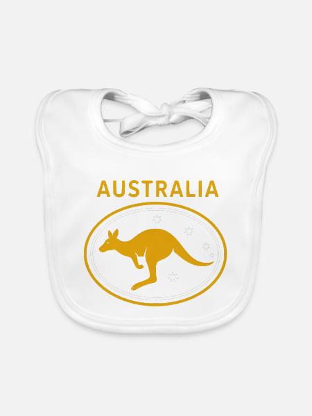 Australia - Australien - Down Under - Känguru - Baby Bio-Lätzchen - Weiß - Vorne
