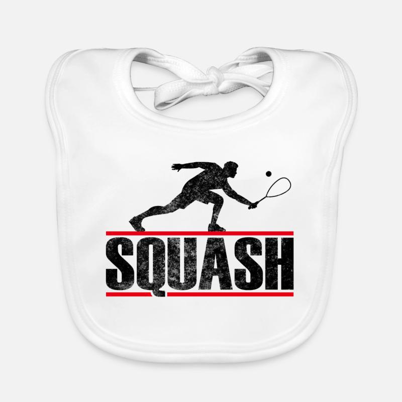 Squash Player Squash Shirt Organic Baby Bibs