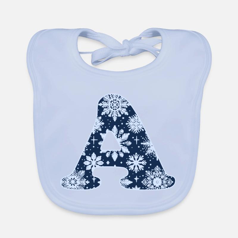 Buchstabe A Schneeflocken Baby Bio-Lätzchen
