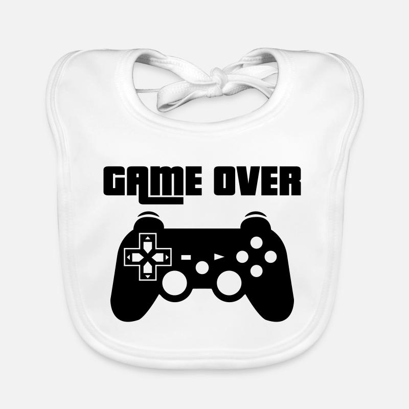 Game Over Play station - Bavoir bio Bébé - blanc