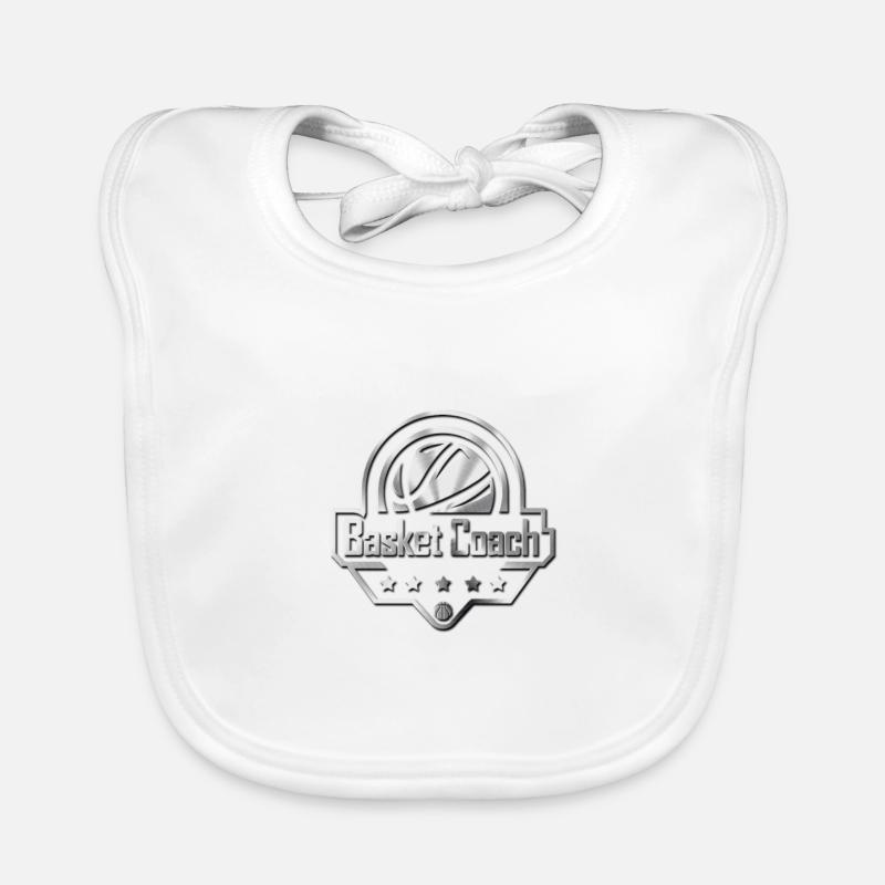 Design BASKET COACH logo Métallique - Bavoir bio Bébé - blanc