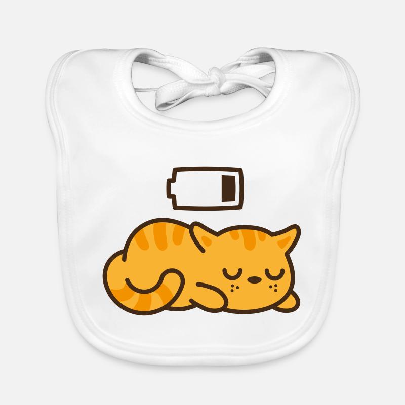 Sleepy Kitty cat, Empty Battery (Color Changeable) Organic Baby Bibs