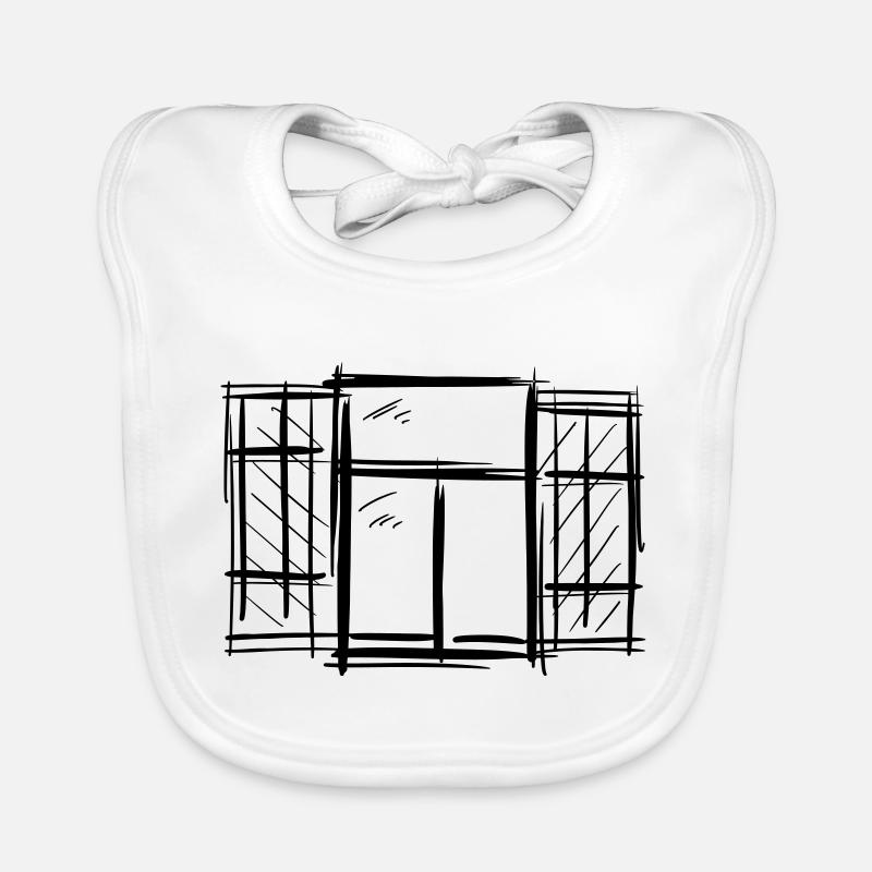 Old Window with Shutters Hinged Shutters Drawing Organic Baby Bibs