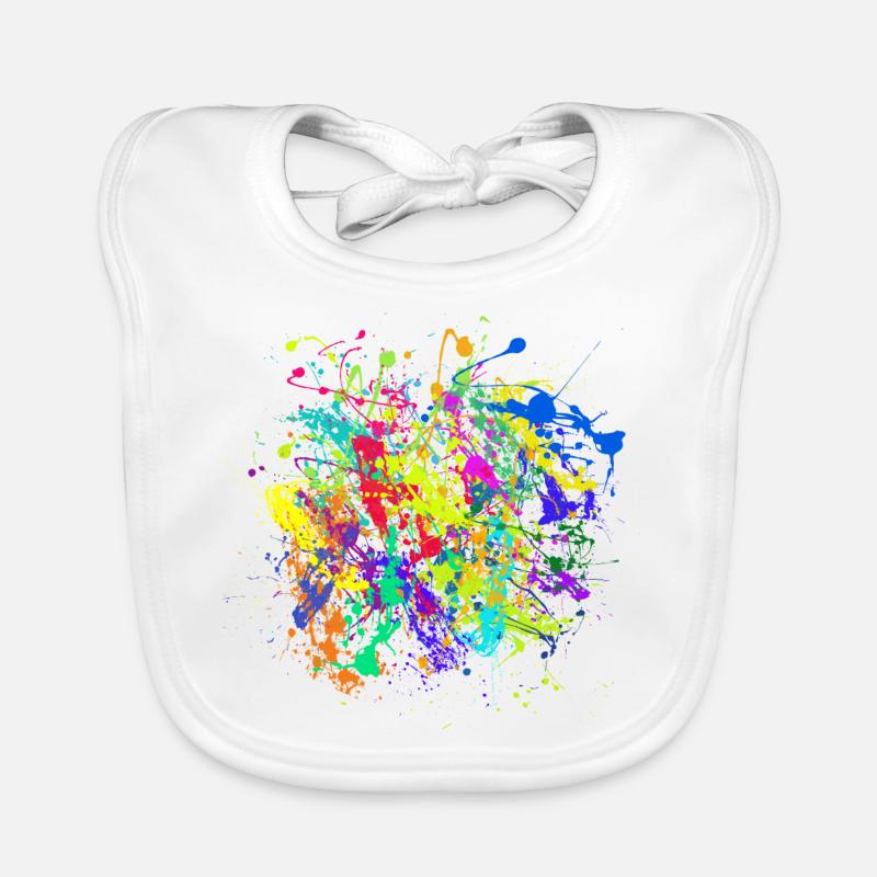 Taches colorées d'éclaboussures de peinture - Bavoir bio Bébé - blanc