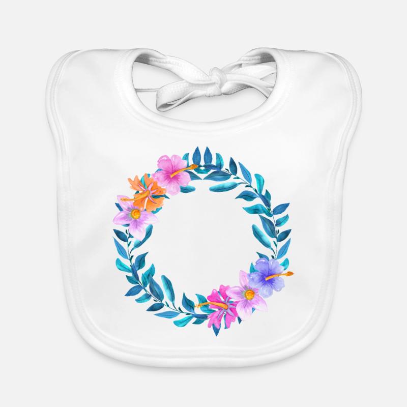 Couronne fleur fleurs fleurs chés hibiscus Bavoir bio Bébé