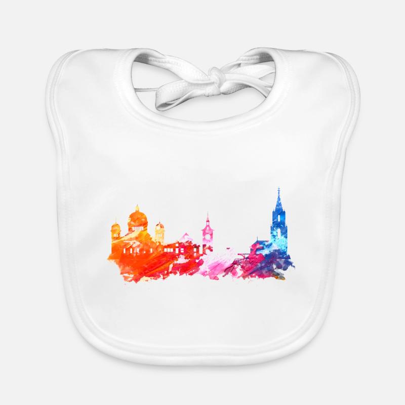 Bern Colorful Skyline Gift Idea Poster Organic Baby Bibs
