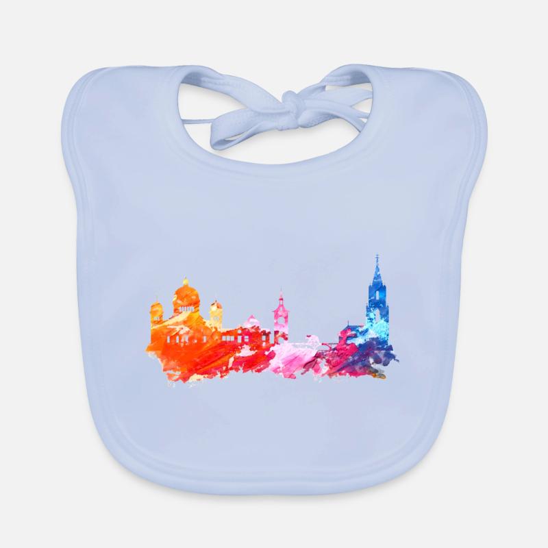 Bern Bunt Skyline Geschenkidee Poster Baby Bio-Lätzchen