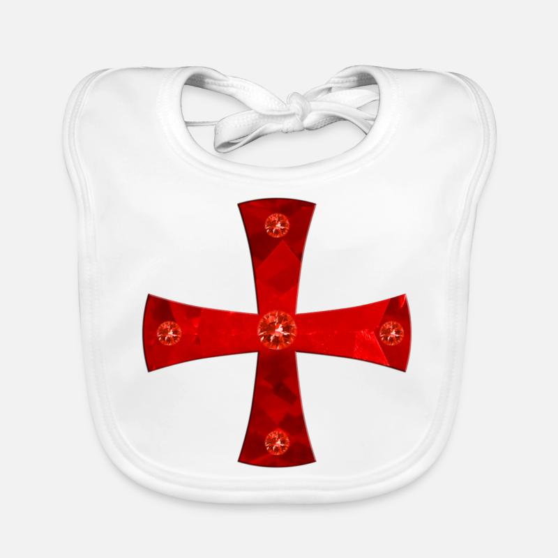 Templer Ritter Kreuz mit Edelsteinen Baby Bio-Lätzchen