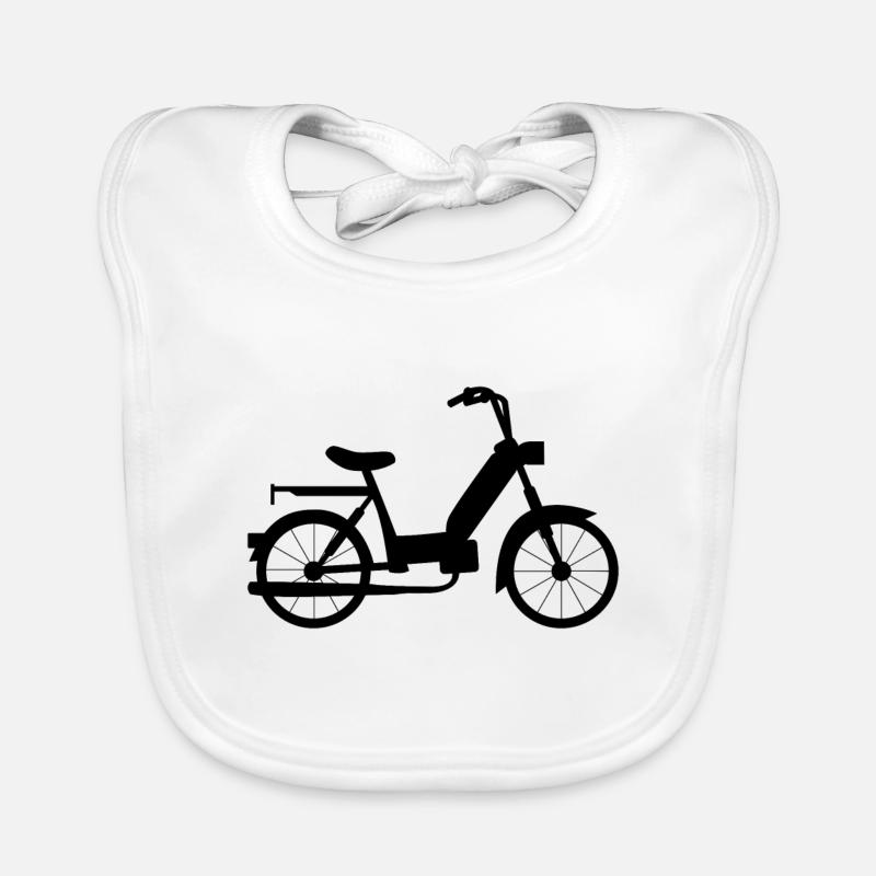 Moped outline silhouette motor-bike black Organic Baby Bibs