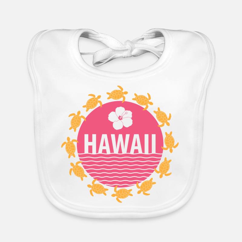 Hawaii turtle and hibiscus flower Organic Baby Bibs