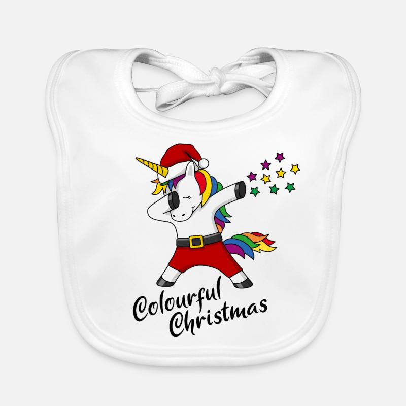 Weihnachten Einhorn colourful christmas Geschenk Baby Bio-Lätzchen