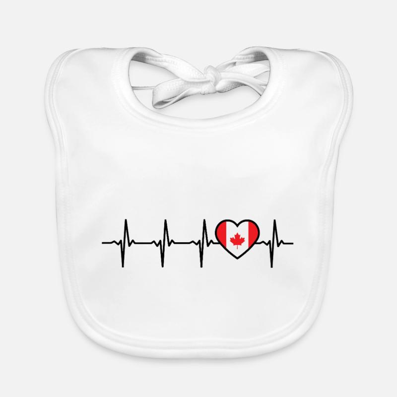 Canada Heartbeat Drapeau Canadien Bavoir bio Bébé
