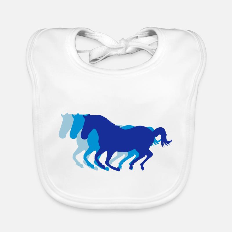 Three galloping horses 3 colors Organic Baby Bibs