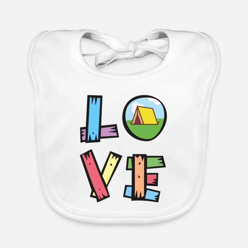 J'aime le camping - Love Camper - Bavoir bio Bébé - blanc