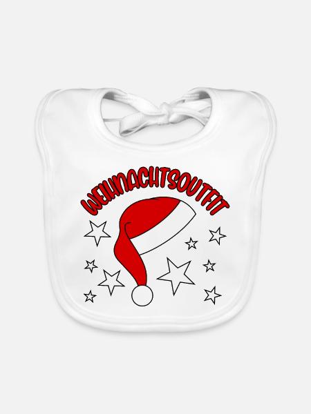 Weihnachten 2026 Outfit rot Weihnachtsoutfit 2026 - Baby Bio-Lätzchen - Weiß