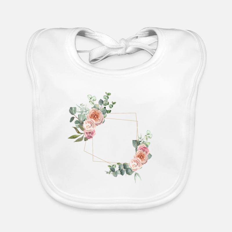 Modern Boho Flowers Geometrically Customizable Organic Baby Bibs