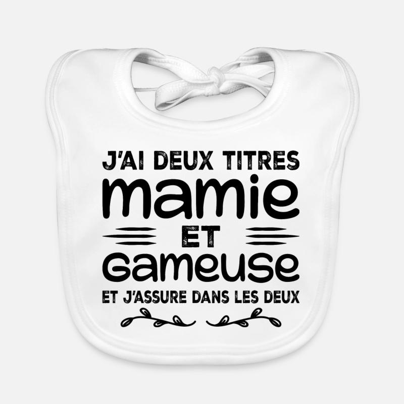 Deux Titres Mamie Gameuse | Geek | Grand-mère Bavoir bio Bébé