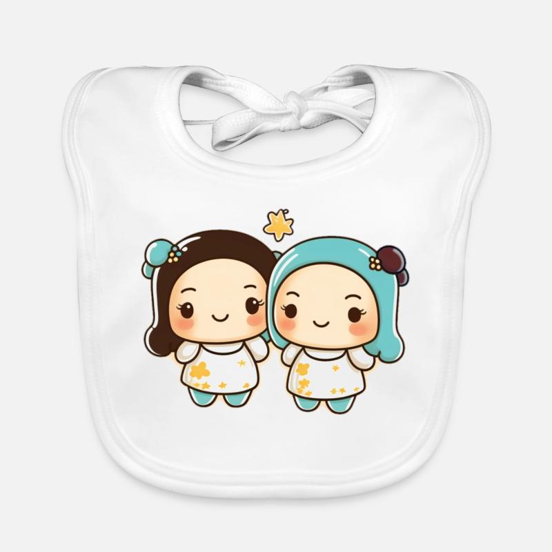 Cute Gemini Zodiac Sign Organic Baby Bibs