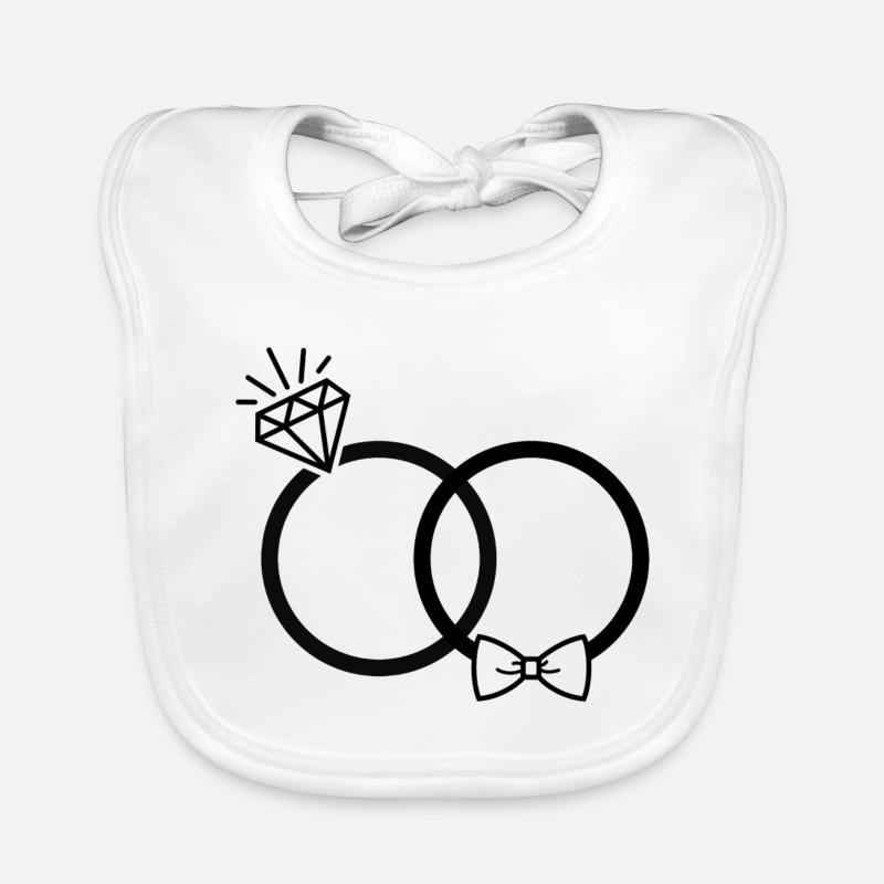 Hochzeit Eheringe Ring Diamant Fliege Paar JGA sw Baby Bio-Lätzchen