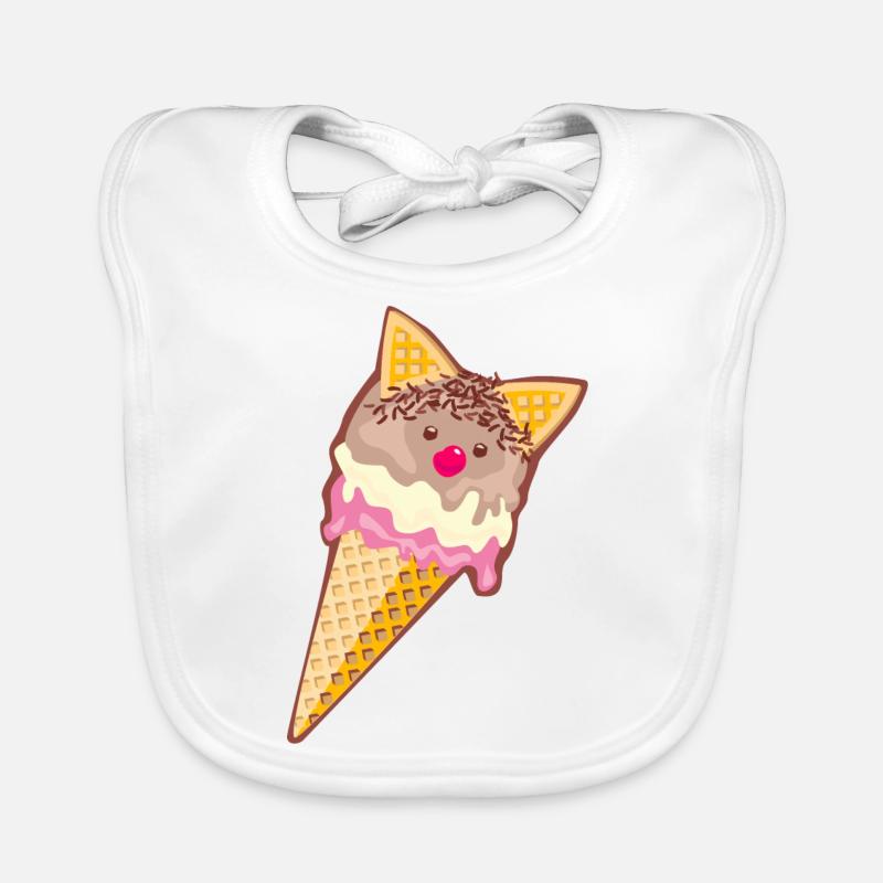 Katzen Eis - lecker Schoko Vanille Erdbeer Waffel Baby Bio-Lätzchen