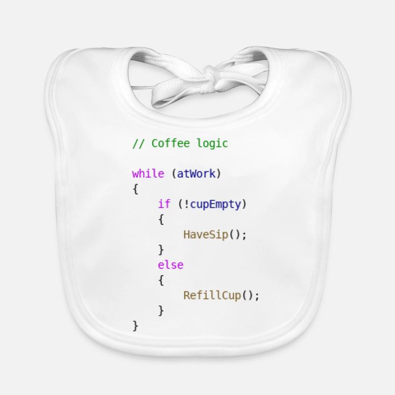 Coffee logic programmer gift idea - Organic Baby Bibs - white