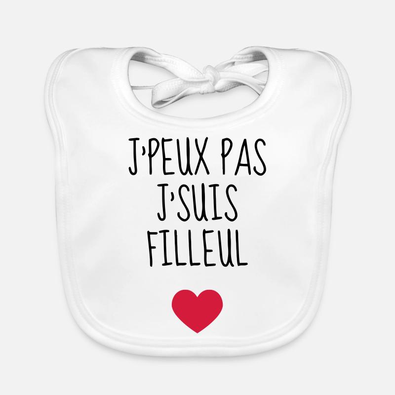 Filleul / Filleule / Parrain / Marraine / Bébé - Bavoir bio Bébé - blanc