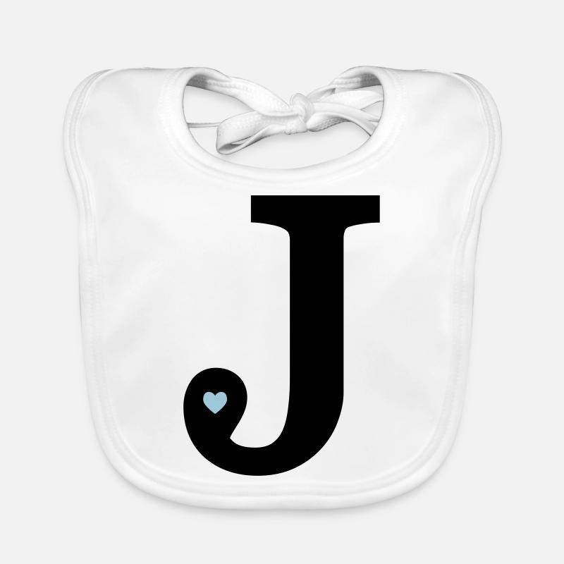 Letter J initial Organic Baby Bibs